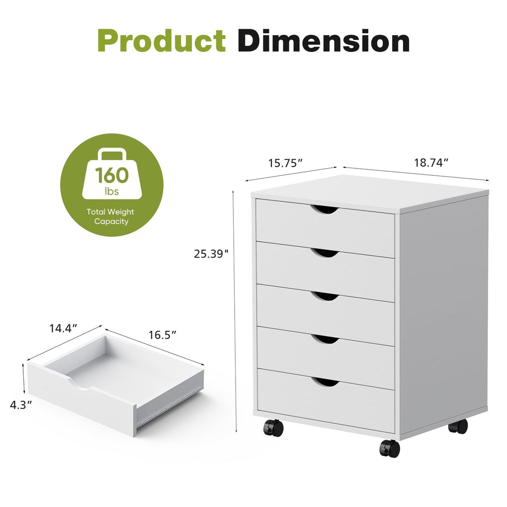 5 Drawer Wooden Dresser, Storage Cabinets, Room Organization