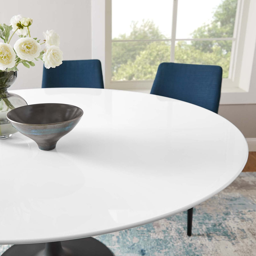 Modway Lippa 60" Round Wood Dining Table, White Top, Black Base