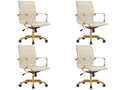 Modern Ergonomic Executive Office Chair, High-Back Leather Conference Desk Chair with Adjustable Height, Tilt Control, 360° Swivel & Gold Frame for Home Office