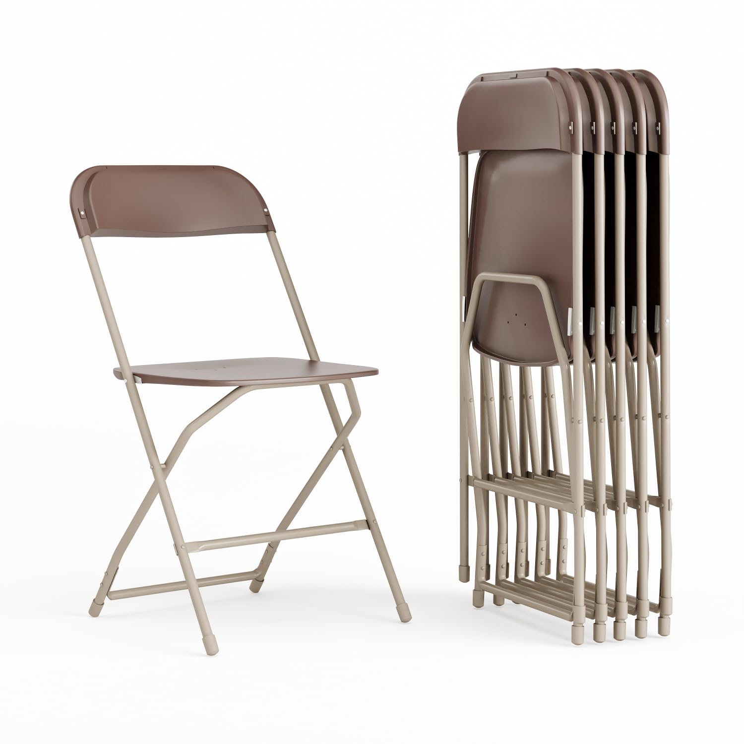 6 Pack, Hercules Series Plastic Folding Chair - Brown - 650LB Weight Capacity Comfortable Event Chair-Lightweight Folding Chair