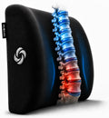 Lumbar Support Pillow for Office Chair and Car Seat, Perfectly Balanced Memory Foam, Versatile Use Lower Back Cushion, Black Plush