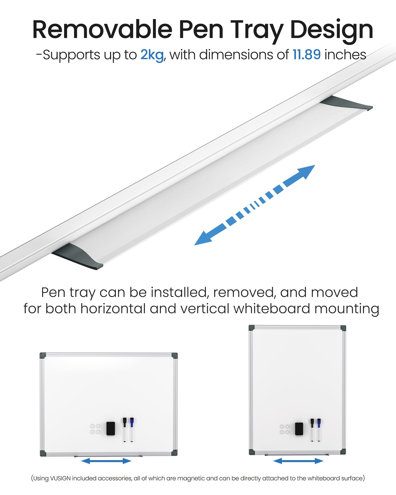 White Board Kit for Wall 24" x 18", 1 Dry Eraser & 2 Multicolor Markers & 4 Magnetic Pins, Sliver Reinforced Aluminum Frame for Home, School, Office