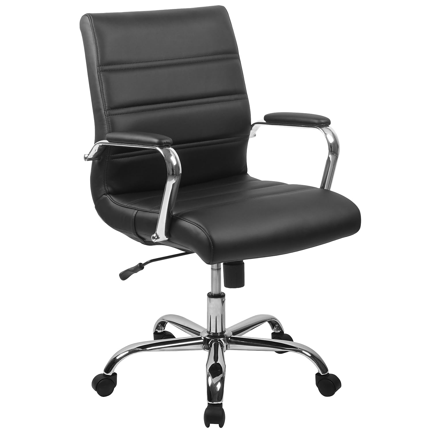 5 Piece Mahogany Oval Conference Table Set with 4 Black and Chrome LeatherSoft Executive Chairs
