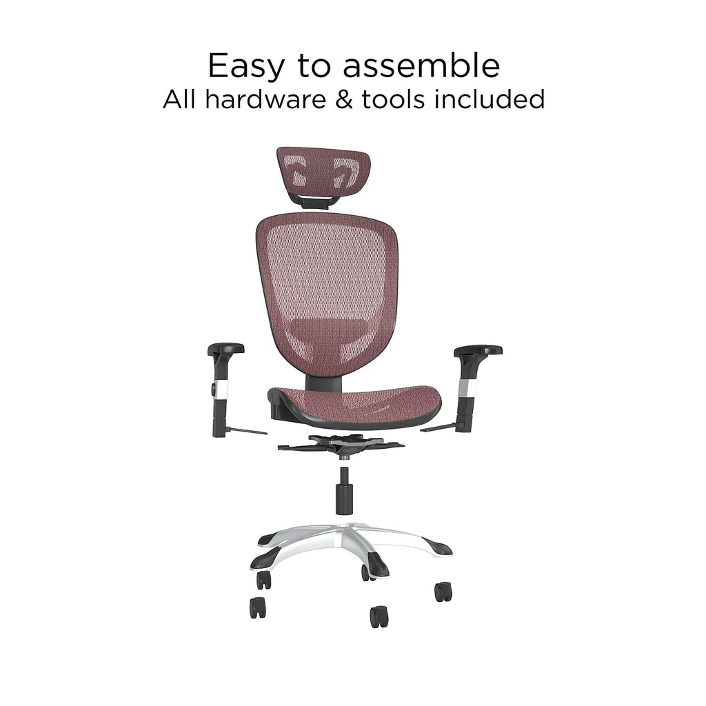 Ergonomic Task Chair, Mesh, Ergonomic, Lumbar Support, Swivel, Maroon