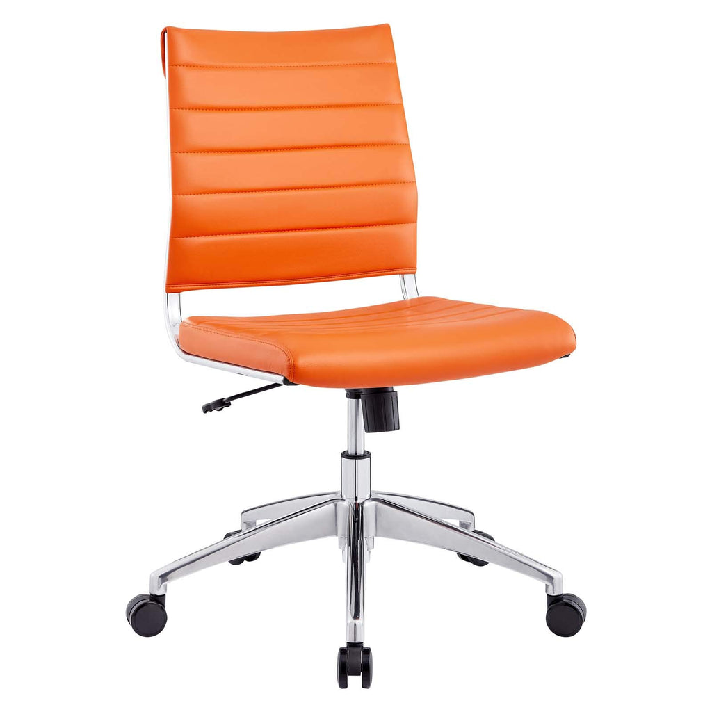 Ribbed Armless Mid Back Swivel Conference Chair In Orange