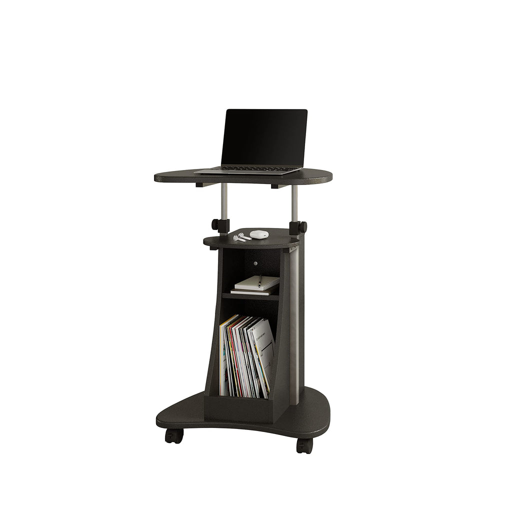 Sit-to-Stand Rolling Adjustable Height Laptop Cart with Storage, Graphite, 22 x 16 x 46