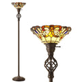 Torchiere Floor Lamp for Living Room, Tiffany-Style Reading Light