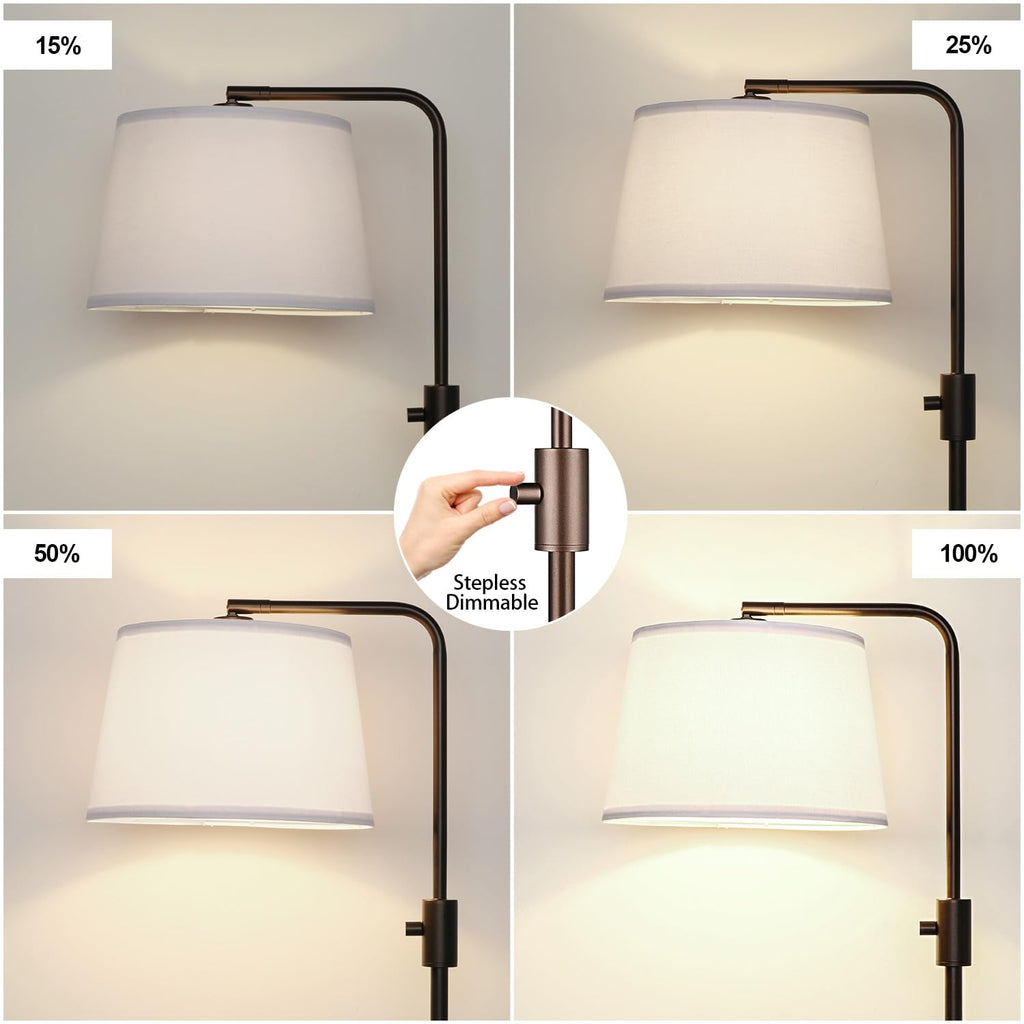 Floor Lamp, 1000 Lumens LED Edison Bulb Included, Modern Arc Standing Tall Brown Floor Lamp for Living Room Bedroom Office Dining Room