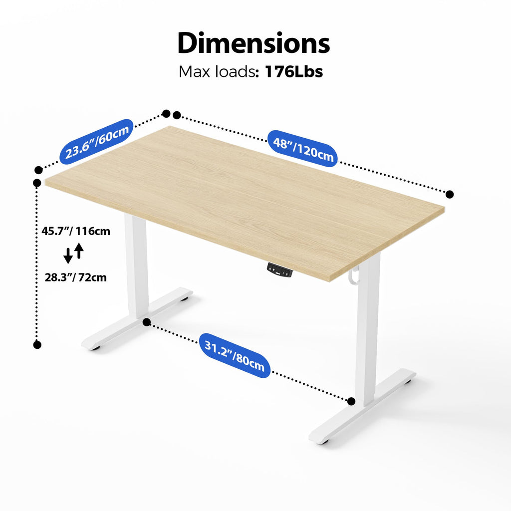 48 * 24 Inch Height Adjustable Electric Standing Desk, Maple