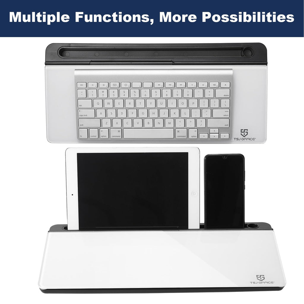 Desktop Whiteboard Dry-Erase-Board - Computer Keyboard Stand White Board Surface Pad with Drawer, Desk Organizers with Accessories for Office, Home, School Supplies - Black