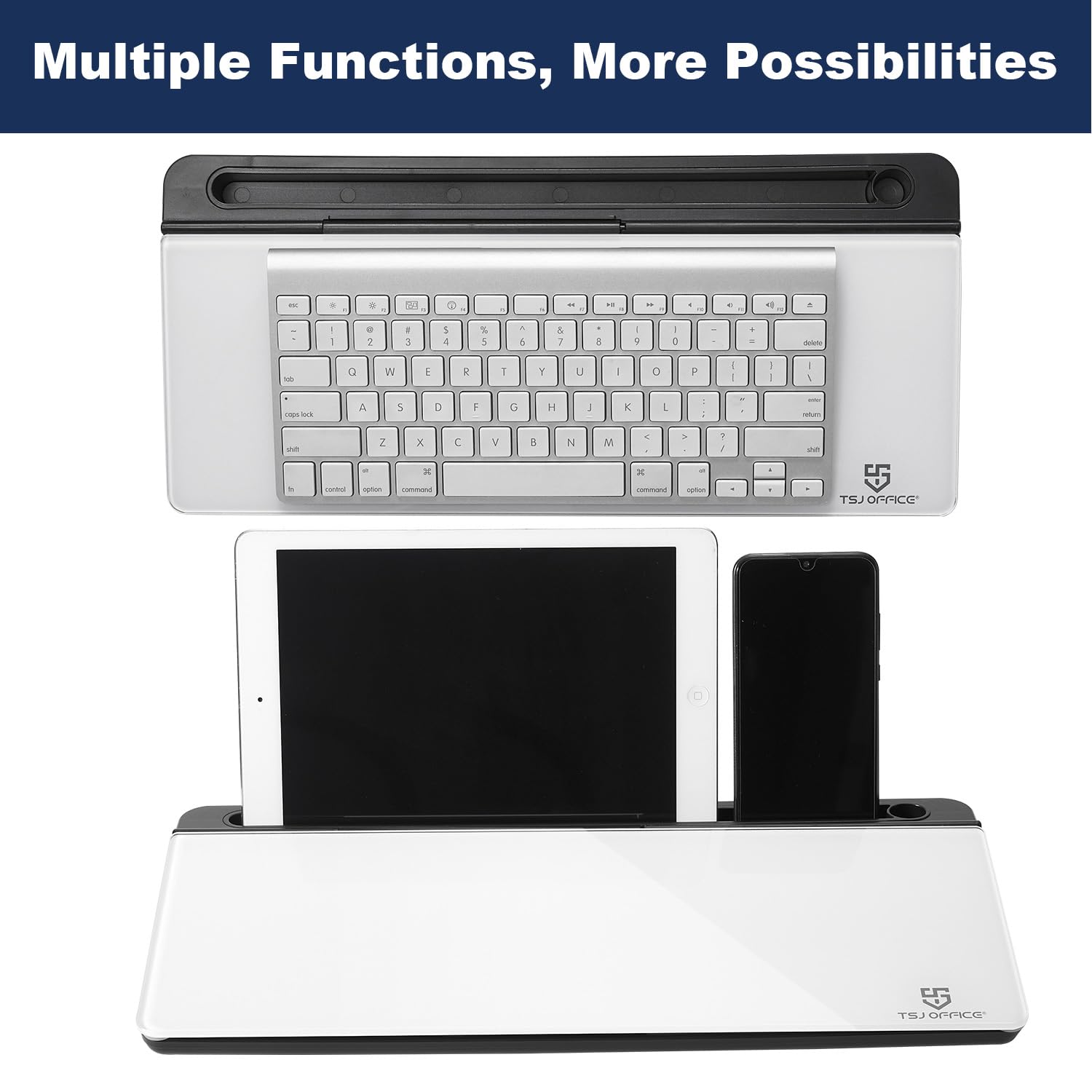 Desktop Whiteboard Dry-Erase-Board - Computer Keyboard Stand White Board Surface Pad with Drawer, Desk Organizers with Accessories for Office, Home, School Supplies - Black
