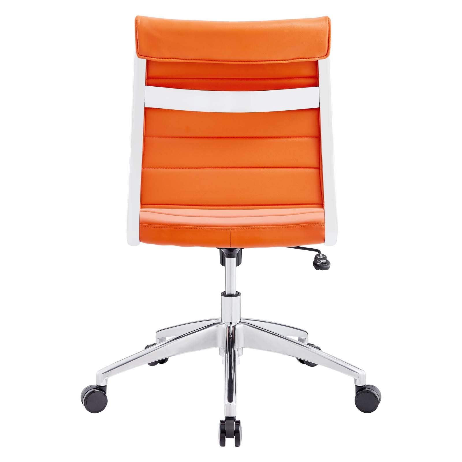 Ribbed Armless Mid Back Swivel Conference Chair In Orange