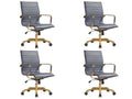 Modern Ergonomic Executive Office Chair, High-Back Leather Conference Desk Chair with Adjustable Height, Tilt Control, 360° Swivel & Gold Frame for Home Office