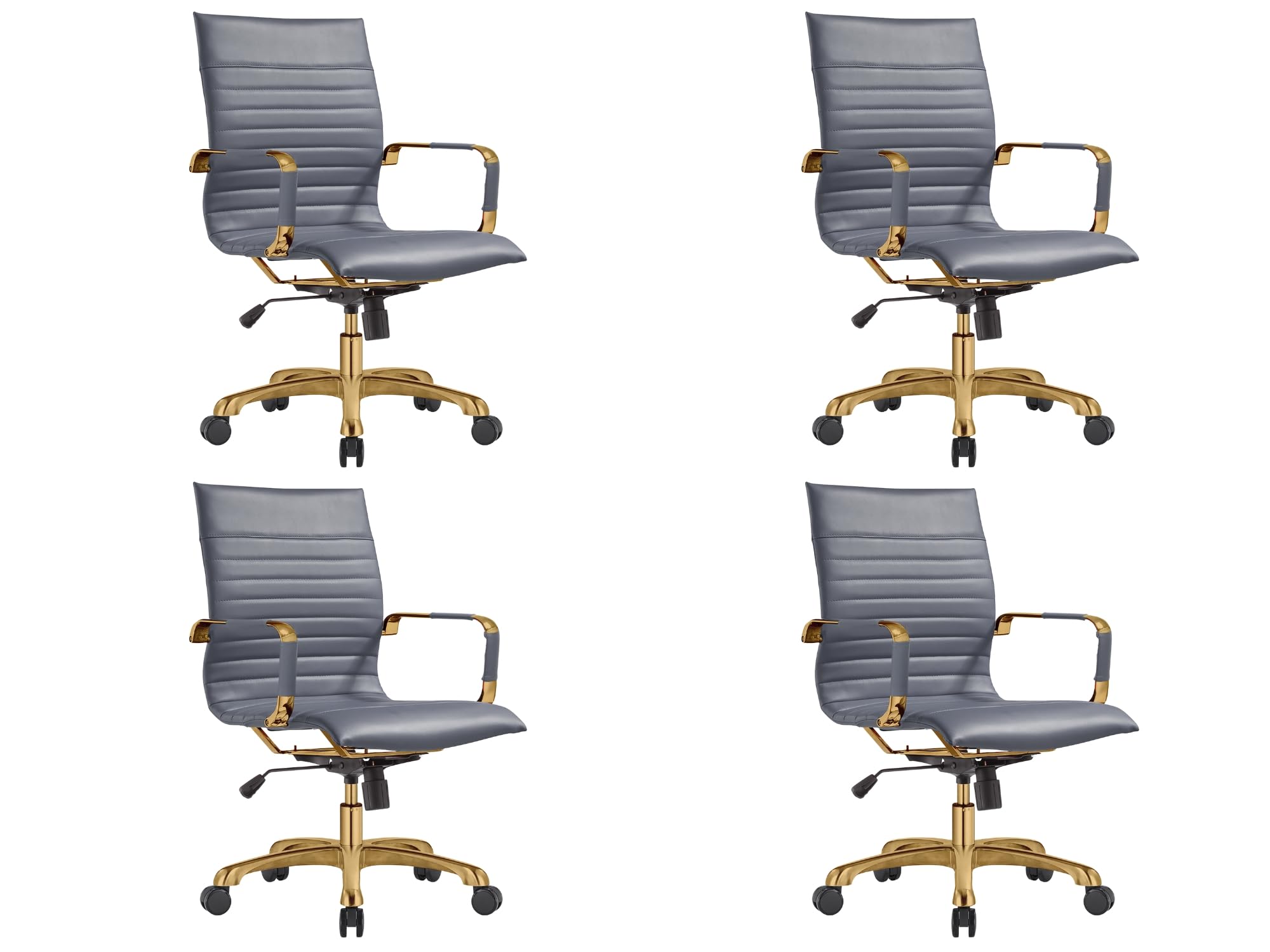 Modern Ergonomic Executive Office Chair, High-Back Leather Conference Desk Chair with Adjustable Height, Tilt Control, 360° Swivel & Gold Frame for Home Office
