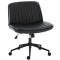 Criss Cross Chair with Wheels Wide Cross Legged Office Desk Vanity Chair Comfy Fabric Armless Adjustable Swivel for Home Computer Task PU Black