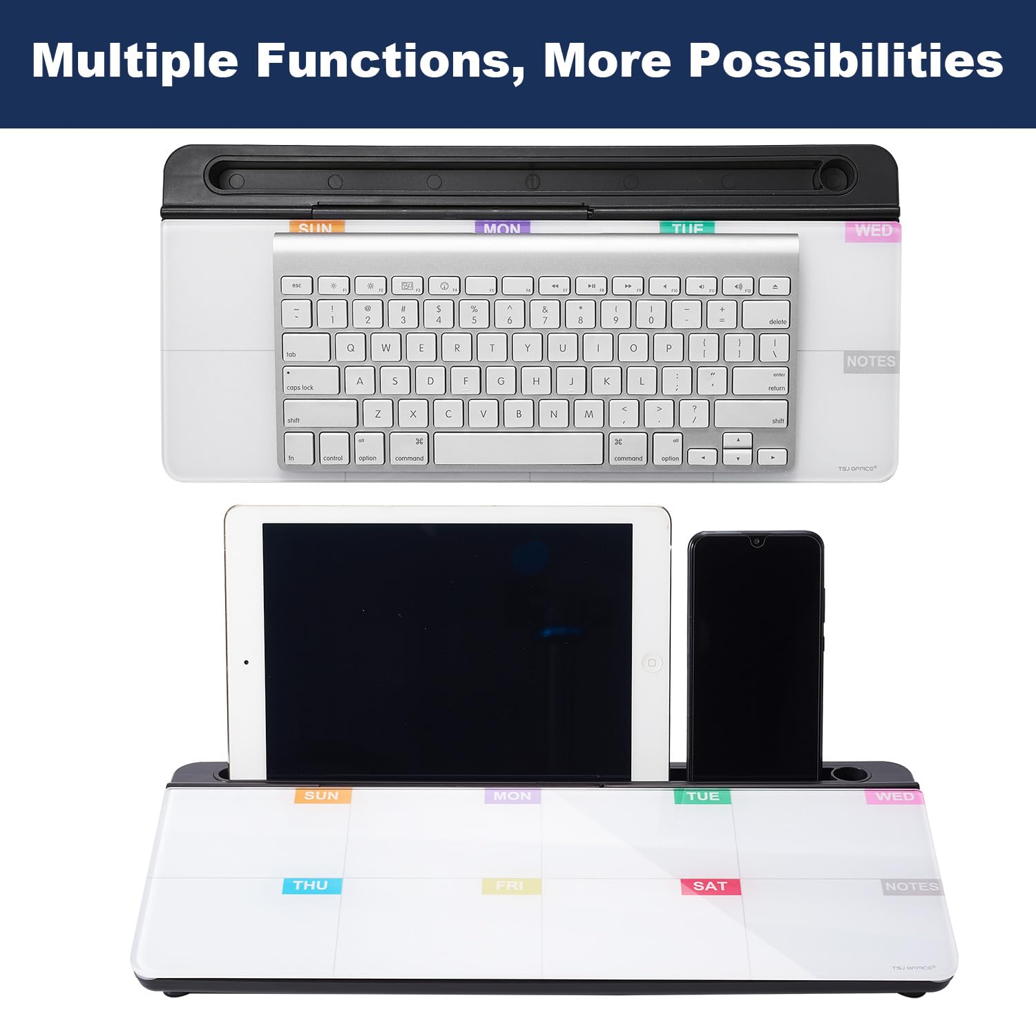 Whiteboard Weekly Dry-Erase-Board - Desktop White Board Calendar Desk Organizers with Accessories Computer Keyboard Stand with Drawer, for Office, Home, School Supplies - Black Calendar