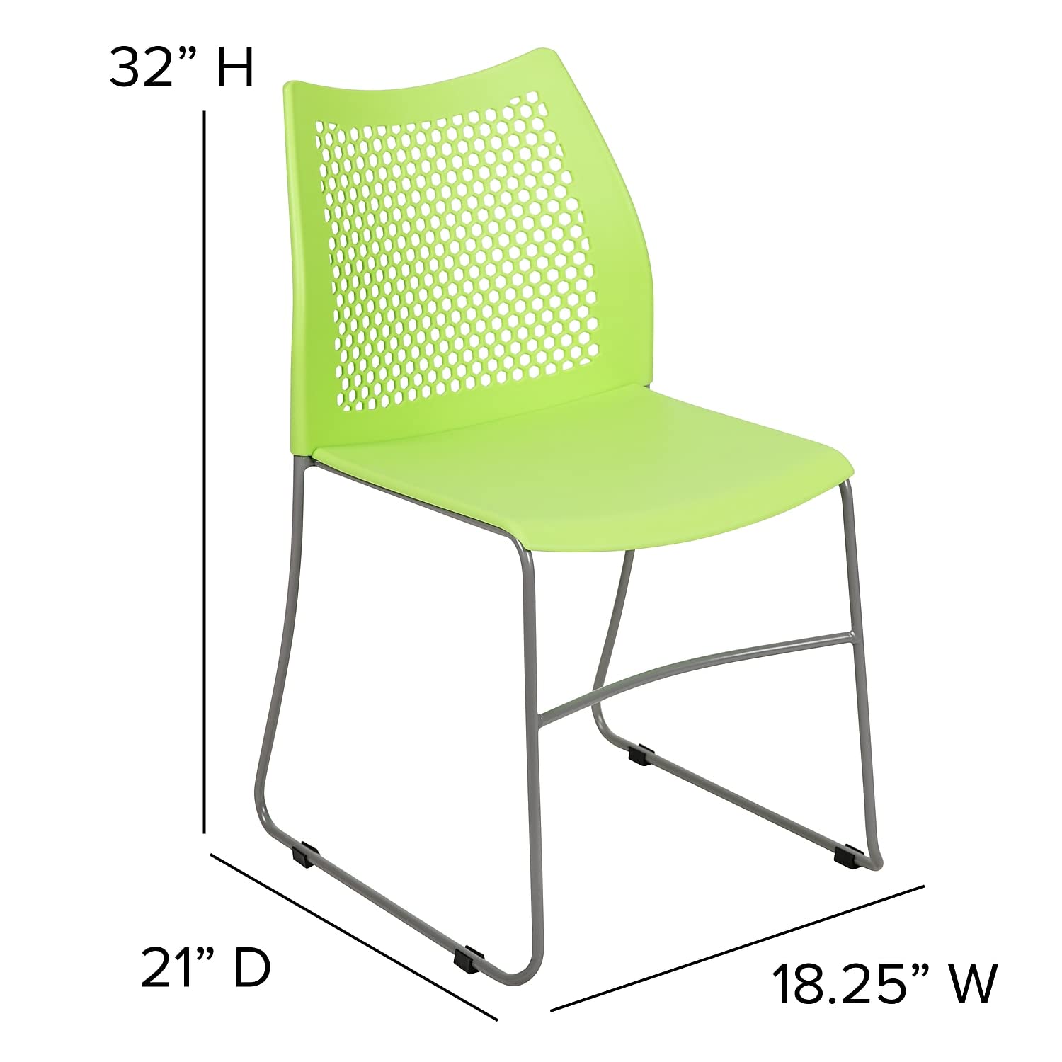 (Set of 5)Hercules Series Contoured Lobby Chairs with Air-Vent Honeycomb Backs, Ergonomic Stacking Chairs for Offices, Green