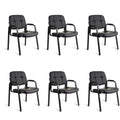 Waiting Room Guest Chair with Bonded Leather Padded Arm Rest for Office Reception and Conference Desk Black 6 Pack