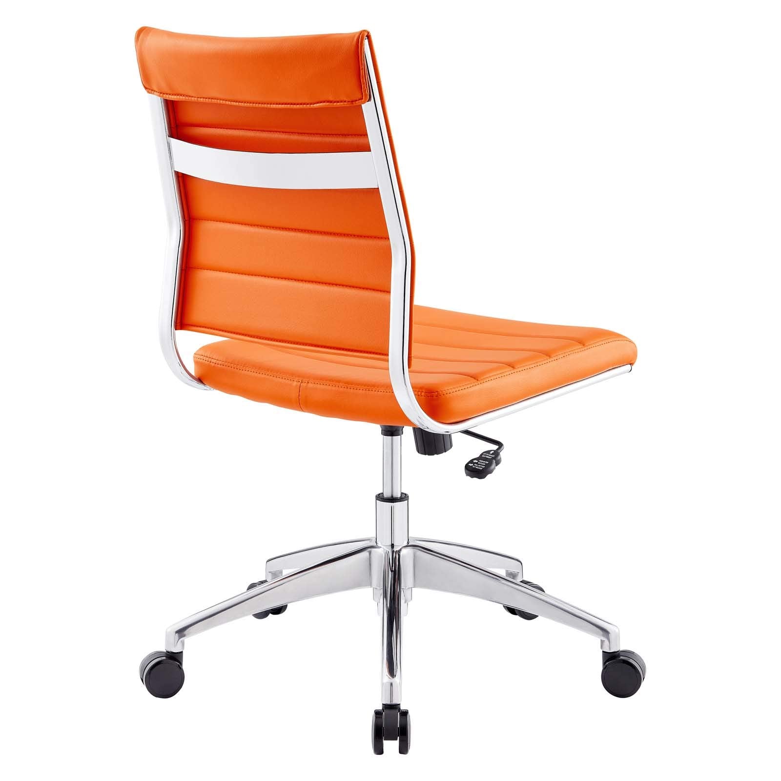 Ribbed Armless Mid Back Swivel Conference Chair In Orange