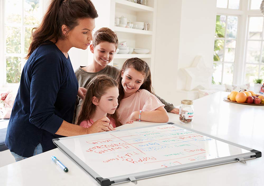 Large Magnetic Dry Erase Whiteboard with Aluminum Frame, Pen Tray, Wall Mountable, 35.4" x 23.6", for School, Classroom, Office & Home