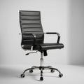 Office Desk Chair, Ergonomic Leather Modern Conference Room Chairs, Executive Ribbed Adjustable Swivel Rolling Chair for Home Office.
