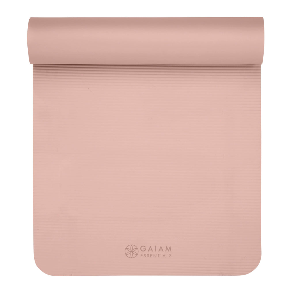 Essentials Thick Yoga Mat with Easy-Cinch Strap (French Rose, 10mm)