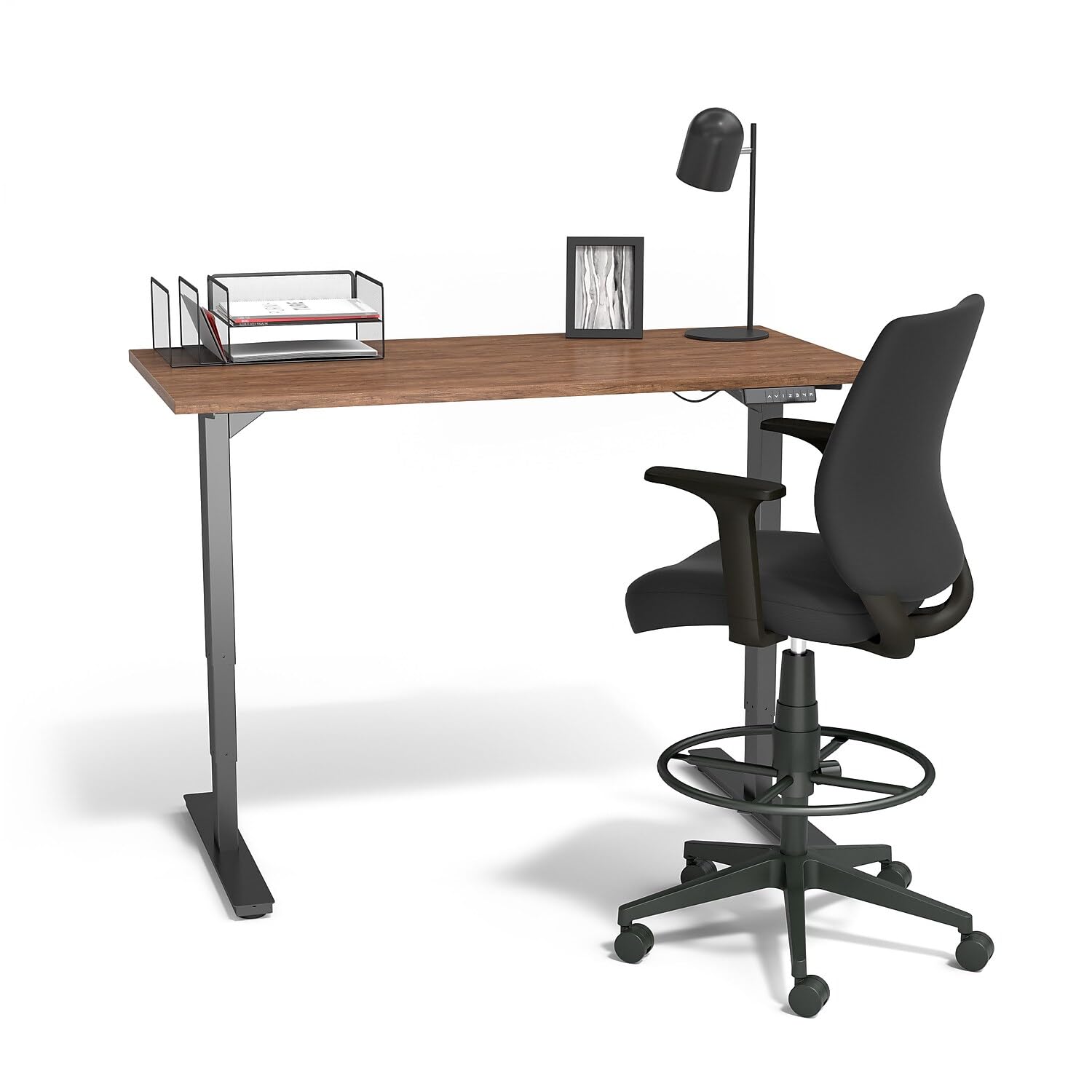 Drafting Stool, Fabric, Footrest, Black