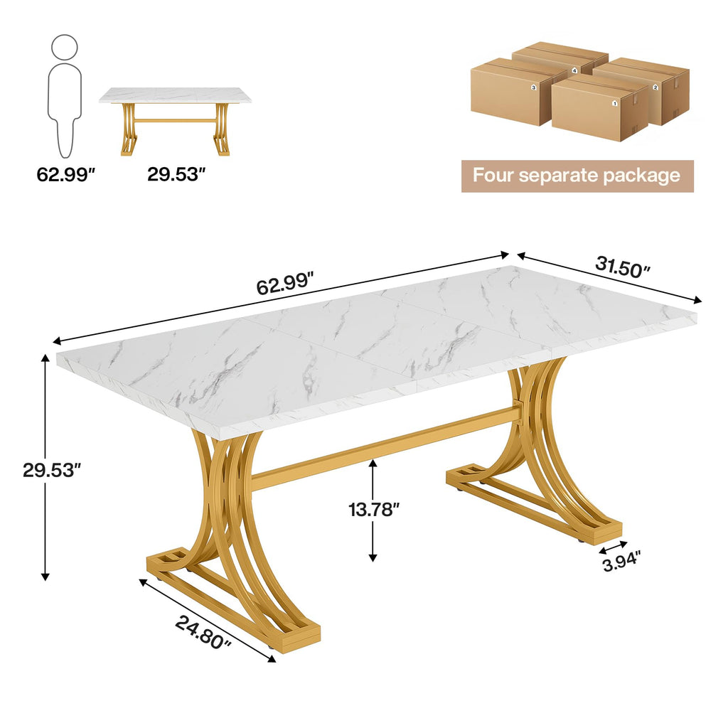 10.5FT Conference Table, Modern Meeting Table for 8-10 People, Rectangle Seminar Boardroom Table for Office Conference Room with Stylish Legs (4, White + Gold)