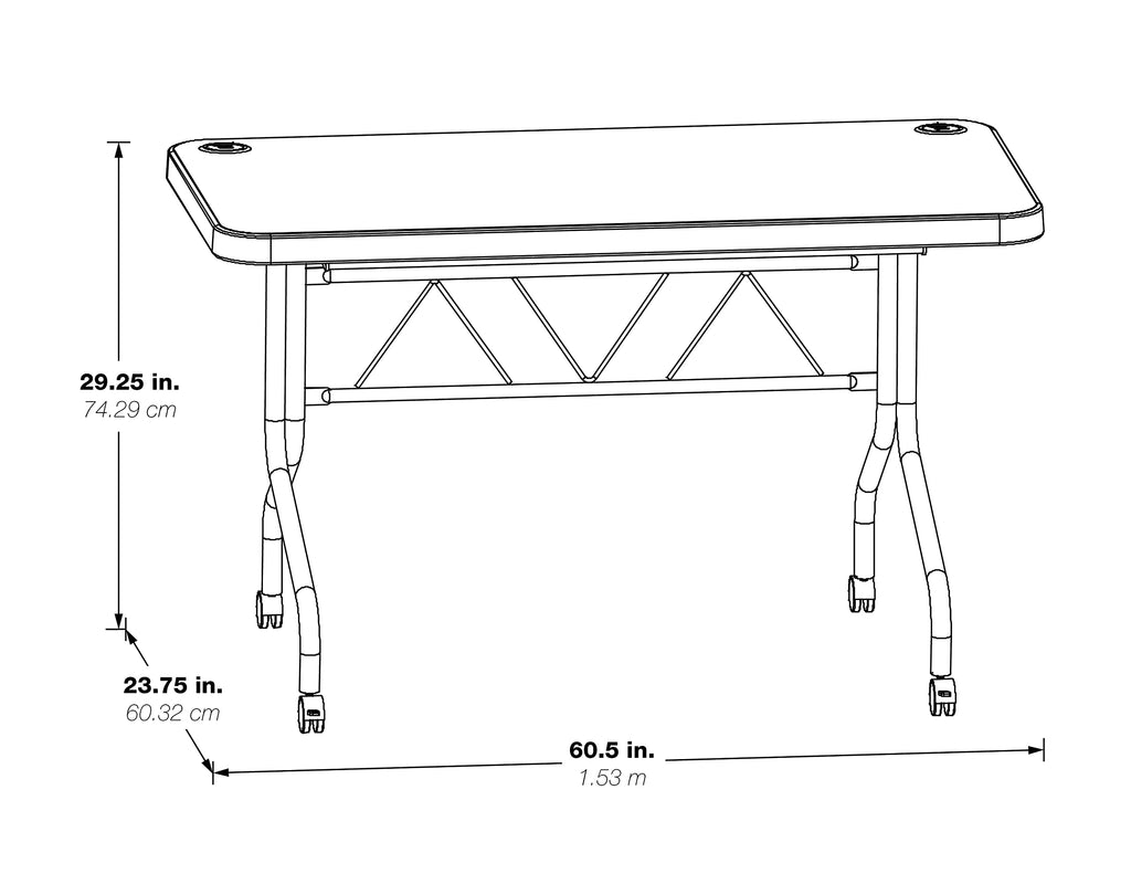 Resin Multipurpose Flip Training Table with Locking Casters for Home and Office, 5 Feet