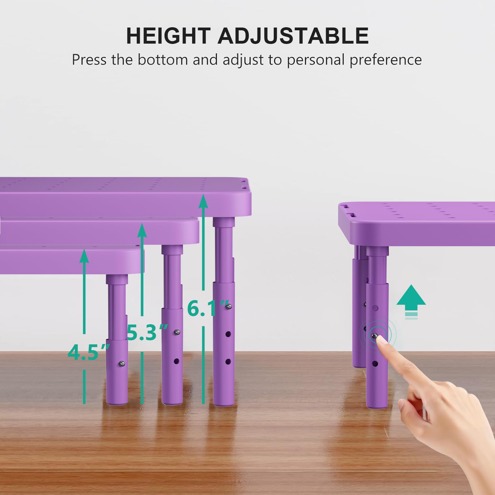 Computer Monitor Stand for Desk, Adjustable Laptop Riser, Desk Monitor Stand Underneath Storage for Office, Home, School Supplies (PTT001-V), 1 Pack, Violet