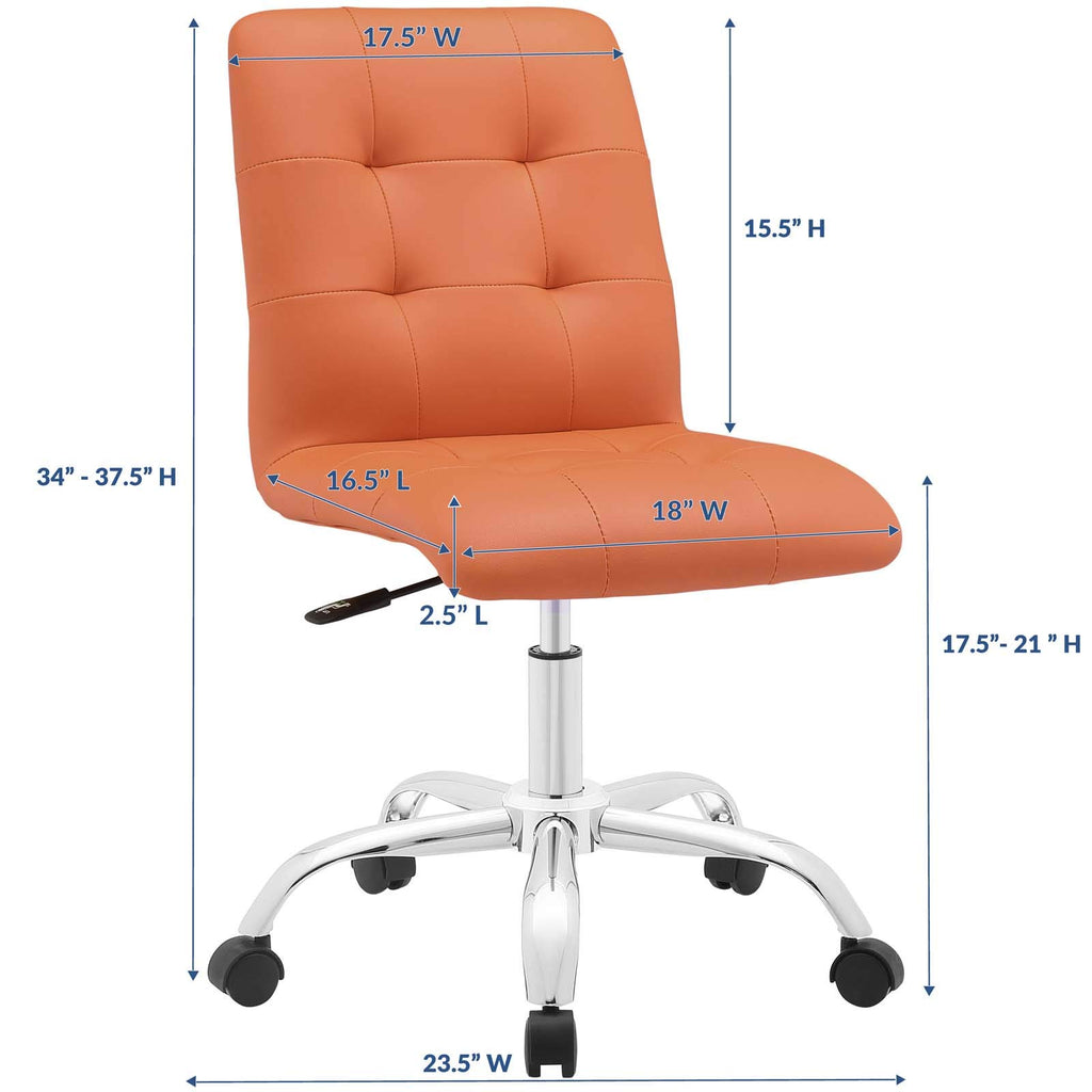 Prim Ribbed Armless Mid Back Swivel Conference Office Chair In Orange