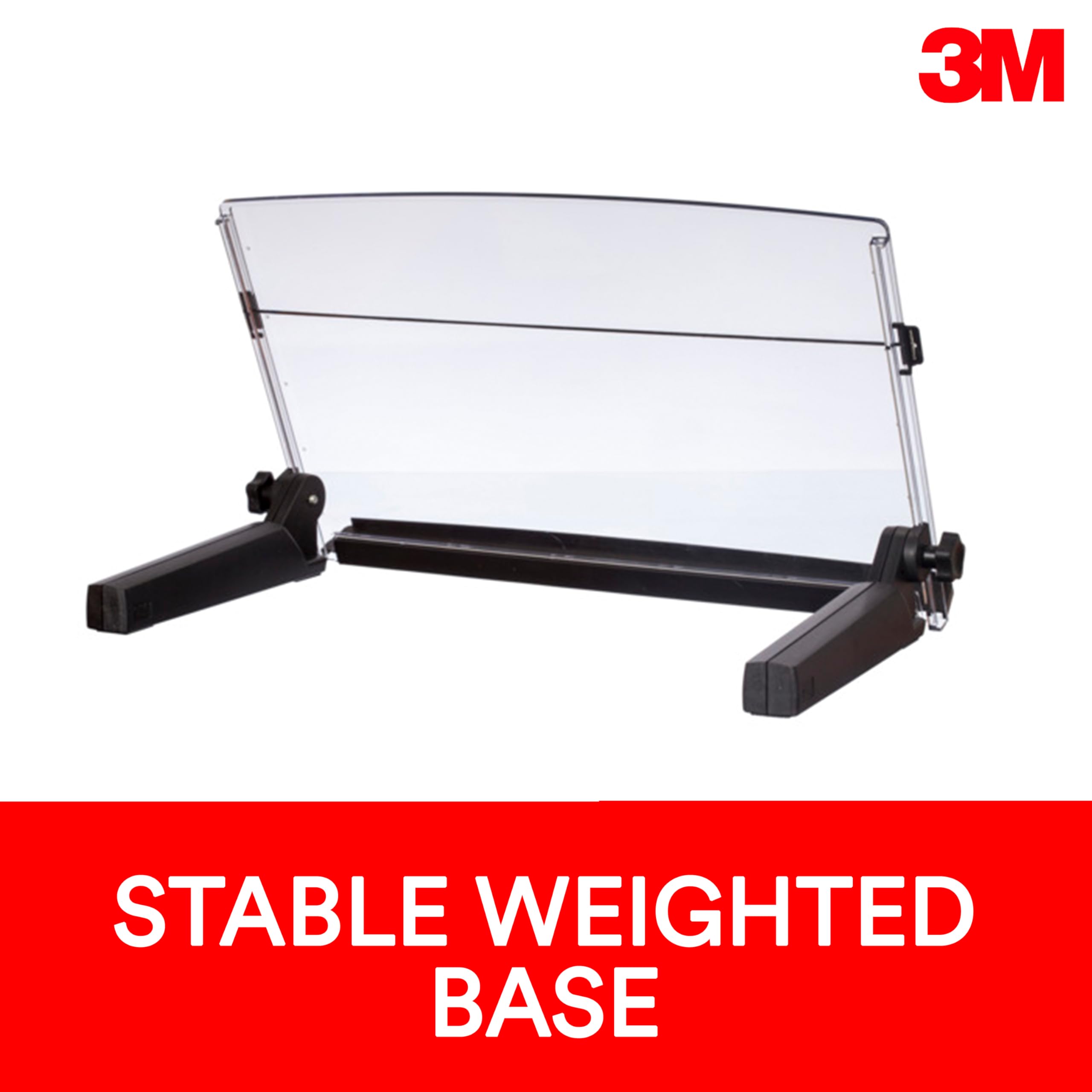 Adjustable Document Copy Holder, In-line with Monitor Minimizing Head and Neck Movement, 300 Sheet Capacity Holds Sheets to Books, Elastic Line Guide Keeps Pages Open, 18" Wide, Black