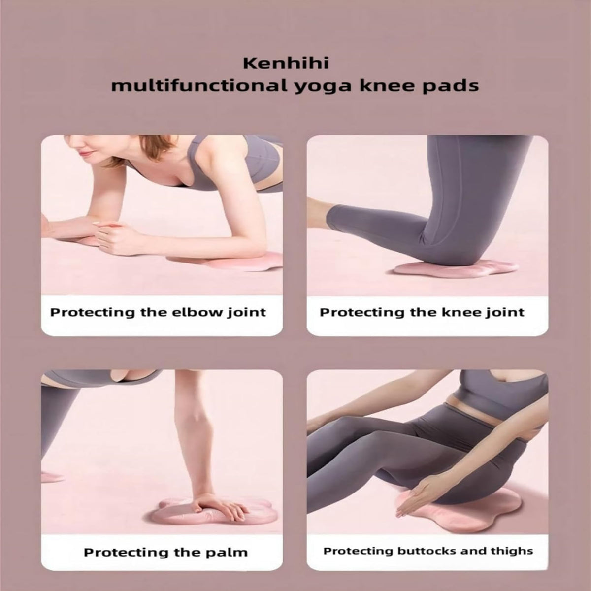 Yoga Knee Guards (Set of 2) - Male and Female Yoga Props and Accessories for Fitness, Travel, Meditation, Kneeling, Balance, Floor, Pilates Pads for Knee and Elbow (Purple)