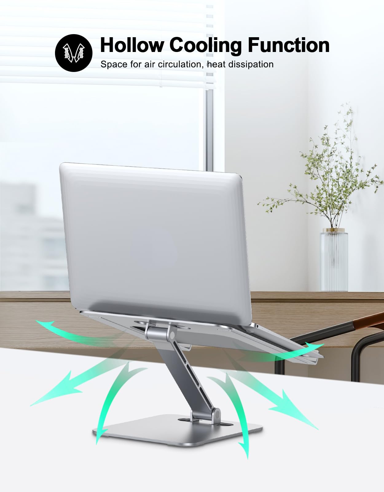 Foldable Aluminum Alloy Laptop Stand for Desk, Height Adjustable Ergonomic Computer Stand for Laptop, Portable Laptop Riser Holder Printer Stand Compatible with MacBook Pro Air/HP/Dell 10-16"