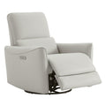 Power Recliner Chair Swivel Glider, FSC Certified Upholstered Faux Leather Living Room Nursery Reclining Sofa Chair with Lumbar Support, Cream