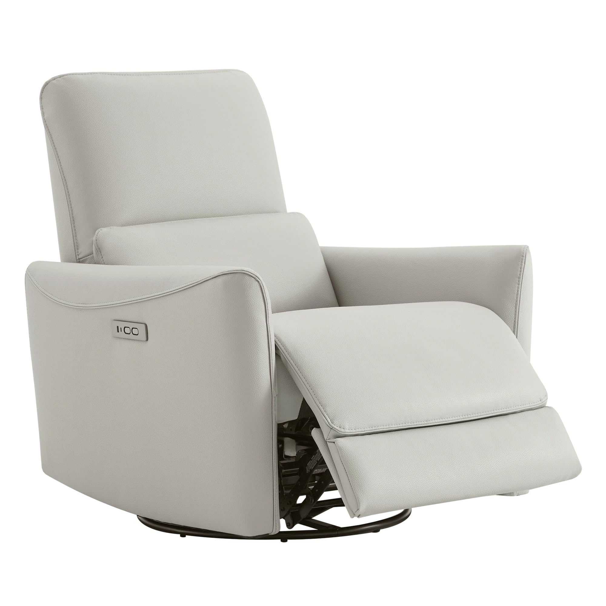 Power Recliner Chair Swivel Glider, FSC Certified Upholstered Faux Leather Living Room Nursery Reclining Sofa Chair with Lumbar Support, Cream