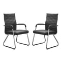 Office Chairs Set of 2, Modern Leather Reception Chairs with Mid Back & Sled Base, No-Wheel Desk Chairs for Waiting Room & Conference Room, PU Leather, 330lbs Capacity