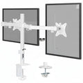 Dual Monitor Mount for Desk, Adjustable Tilt Swivel on Double Monitor Mounts for Screens up to 32”, Dual Monitor Arms for 2 Monitors, VESA 75x75 and 100x100 C-clamp & Grommet in White