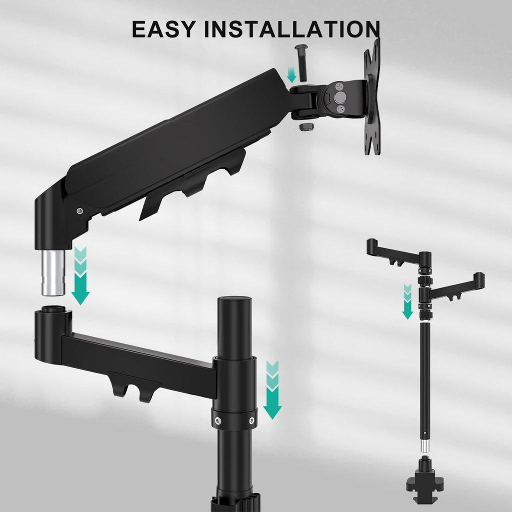 Vertical Dual Monitor Mount for 17-49 inch Ultrawides Curved Screens, Heavy Duty Stacked Dual Monitor Stand for Desk, Adjustable Ultrawide Monitor Arm up to 33lbs, VESA Mount 75/100mm, Black