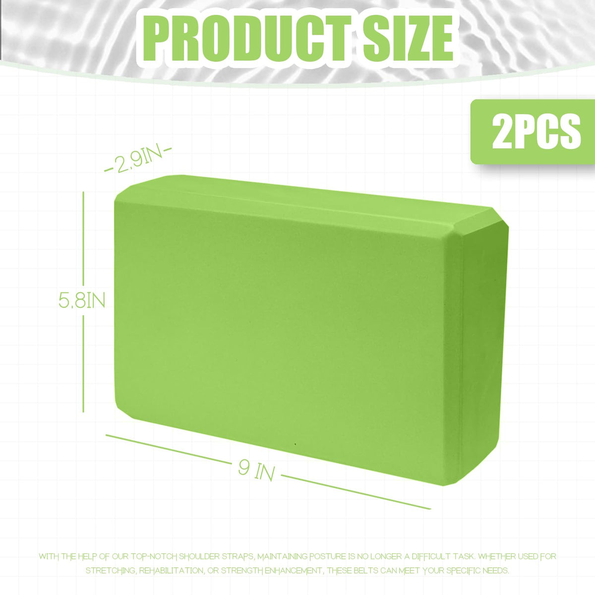 2 Pcs Yoga Blocks, 9x6x3 Inch Green Foam Blocks for Pilates