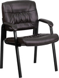 Haeger LeatherSoft Tufted Executive Reception Chair with Padded Armrests, Upholstered Side Chair for Living Room or Office, Brown
