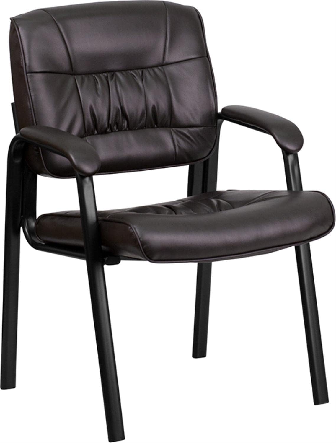 Haeger LeatherSoft Tufted Executive Reception Chair with Padded Armrests, Upholstered Side Chair for Living Room or Office, Brown