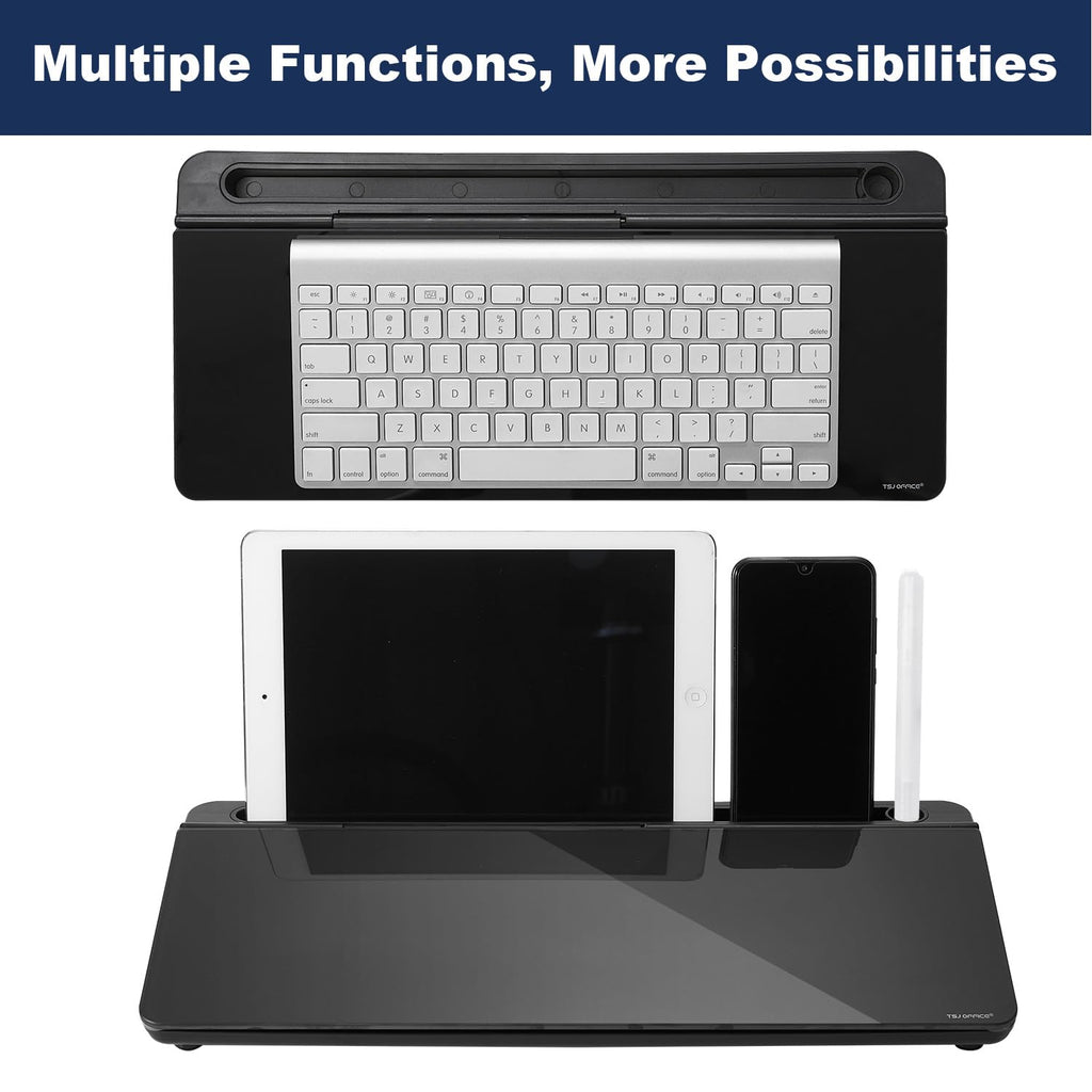 Desktop Whiteboard Dry-Erase-Board - Computer Keyboard Stand White Board Surface Pad with Drawer, Desk Organizers with Accessories for Office, Home, School Supplies - Complete Black