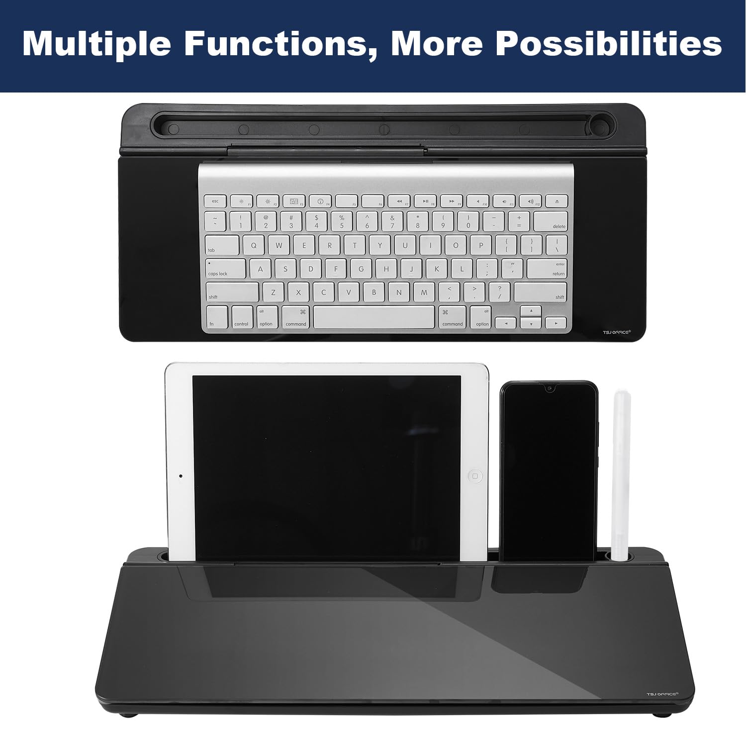 Desktop Whiteboard Dry-Erase-Board - Computer Keyboard Stand White Board Surface Pad with Drawer, Desk Organizers with Accessories for Office, Home, School Supplies - Complete Black