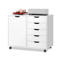 5-Drawer Wood Drawer Cabinet, Office Storage Cabinet, White