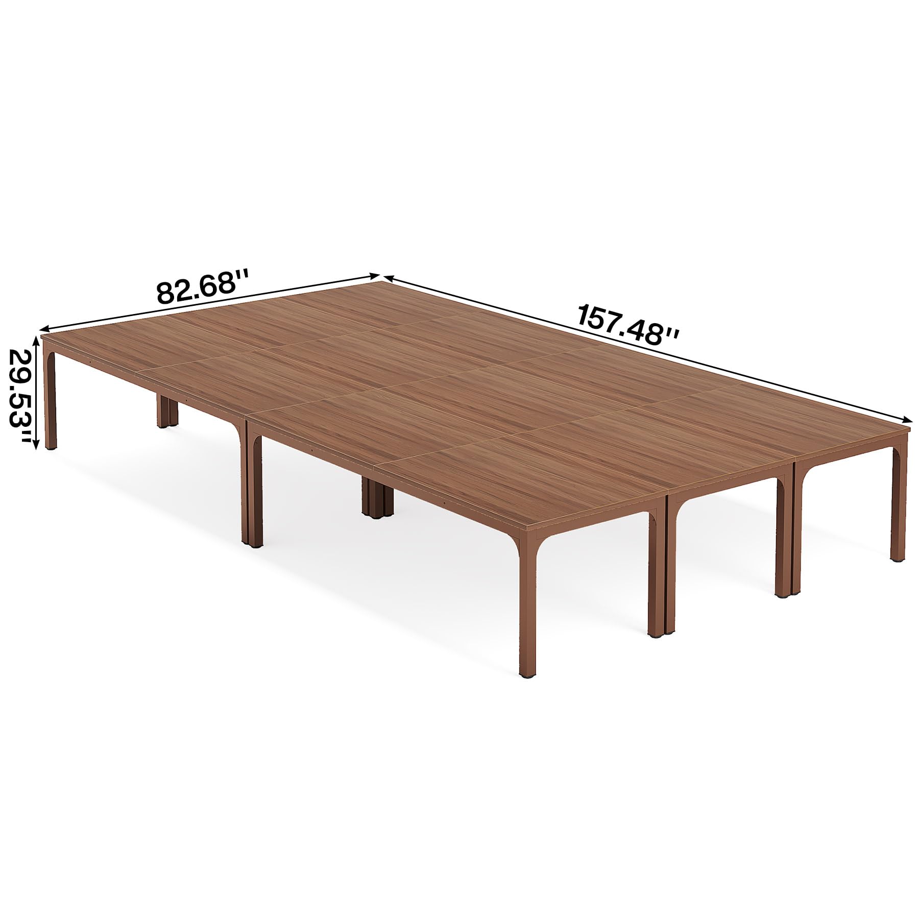 6.5 FT Conference Room Table, 78.74" W x 27.56" D Large Office Conference Table, Modern Seminar Meeting Table Desk for Boardroom, Meeting Room (6, Walnut)