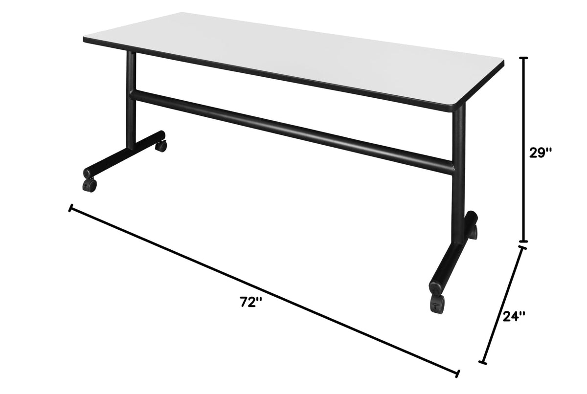 72 x 24 in. Flip-Top Training & Nesting Table – Mobile Folding Classroom & Training Room Table with Locking Casters, Space-Saving Flip Design, Durable Laminate Worksurface (White)