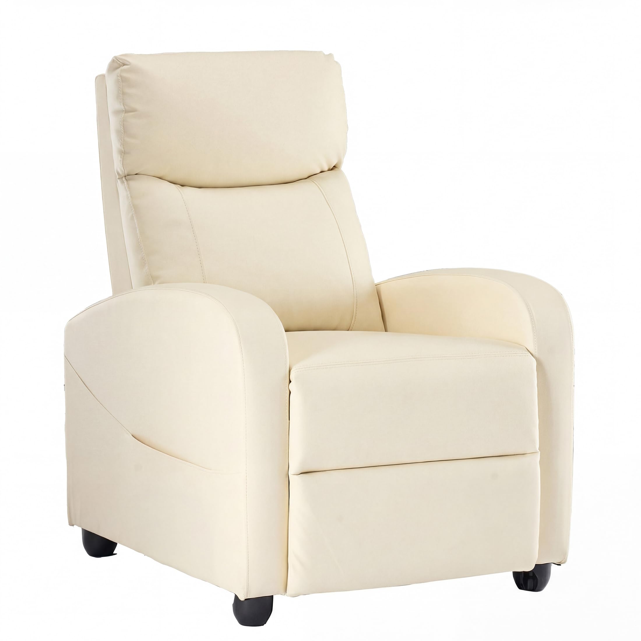 Recliner Chair Fabric Recliner Sofa No Massage, Home Theater Seating with Lumbar Support, Adjustable Push Back Overstuffed High-Density Sponge Reclining for Living Room, Beige