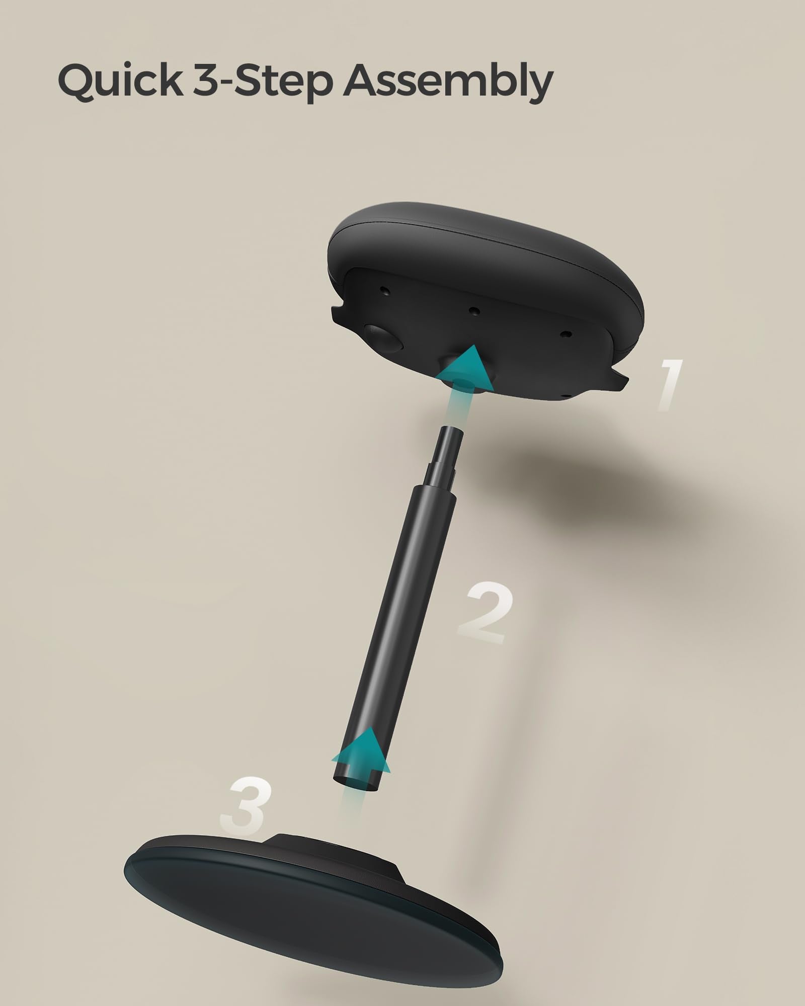Ergonomic Sit Stand Stool, Height Adjustable Standing Desk Stool 23.6-33.3 Inches, Swivel Balance Chair with Non-Slip Base, Standing Chair, for Active Sitting, Office, Home, Ink Black