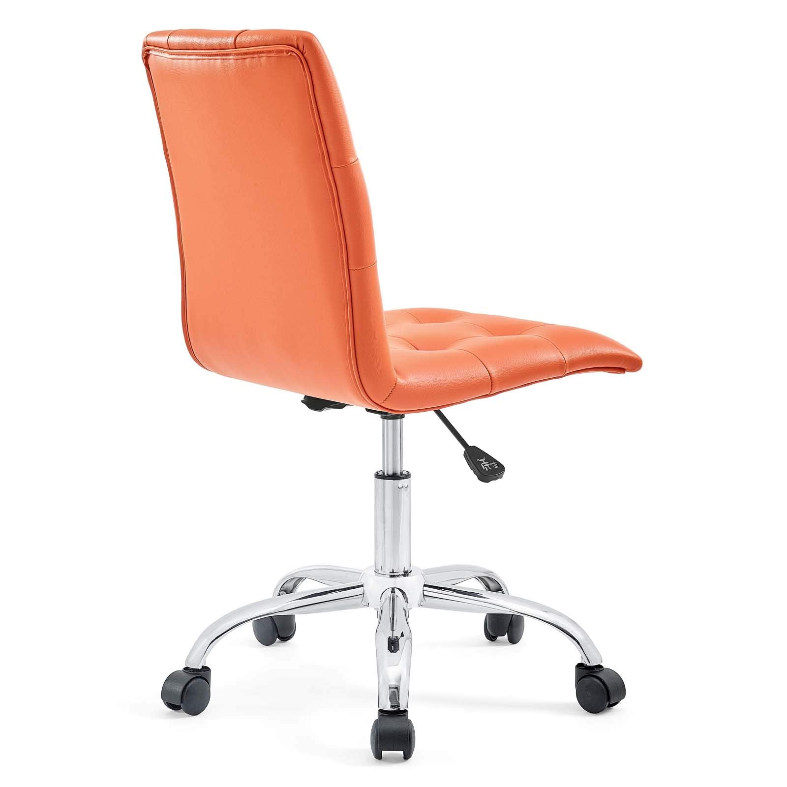 Prim Ribbed Armless Mid Back Swivel Conference Office Chair In Orange